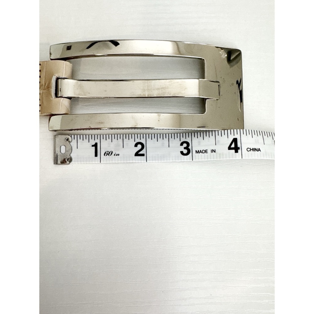 Express Croc Embossed Dress Belt With a Glossy Silver Toned Buckle Womens Size M - Picture 6 of 9
